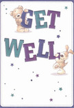 With a gentle touch and cheerful style, this get well card captures the uplifting atmosphere of Leyton-a scene where a fluffy bear and a lovable puppy share centre stage in a mission to cheer up someone dear. The soft, brushed fur of the bear resting atop 'GET' and the floppy-eared pup nestled around 'WELL' create a playful dynamic, their expressive faces radiating reassurance and affectionate warmth. Energetic shades of teal and indigo jump from the bold, rounded letters, making the message stand proudly against a crisp, creamy-white background. Scattered blue and purple stars lend a whimsical magic, recalling the sparkling vibrancy of local Leyton parks throughout the year. Every stroke and curve is lovingly illustrated, so tactile and rich it's as if the card itself was crafted by a caring Leyton florist, infusing every detail with the same comfort as a freshly tied bouquet. With mood-brightening colours and thoughtful textures, this card extends not just well wishes, but an emotional salve-ideal for accompanying flowers delivered across Leyton to brighten any road to recovery.